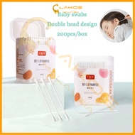 lakoe Sapu Kapas 200 Sticks Baby Cotton Swab Cotton Buds Cleaning of Ears Nose Nails Belly Fluoresce