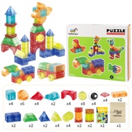 ก้อนแม่เหล็กโปร่งใสบล็อกตัวต่อ Creative Open-Ended Play Blocks ของเล่นเพื่อการศึกษาสำหรับเด็กชายและเ