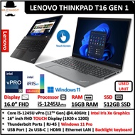 LENOVO THINKPAD T16 GEN 1 | INTEL CORE i5-1245U 12TH GEN | 16" FHD | USED BUSINESS LAPTOP | WINDOWS 