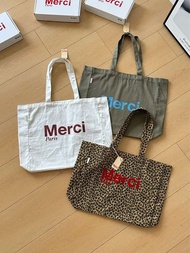 三色 男 女 法國巴黎 Merci Tote Bag 帆布袋  文青必備