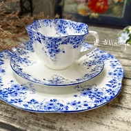 古董英國Shelley Dainty Blue美麗骨瓷藍色花卉系列三件杯盤組