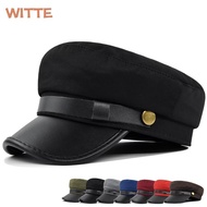 WITTE Navy Cap, British Style Flat Top Hat Beret Hats, Flat  Cap Painters Cap Warm Duck Tongue Cap F