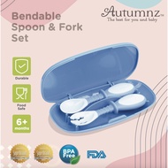 Autumnz Bendable Spoon and Fork Set (Blue / Pink) | Sudu Garpu Bayi