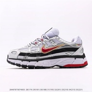 NK P-6000Metallic Silver Low-Top Retro Torre Casual Sports Comfortable Jogging Shoes