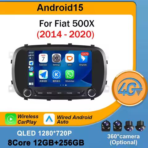 New For Fiat 500x 2014 2015 2016 -2020 Android 15 GPS Navigation Car Wireless Multimedia BT Player A