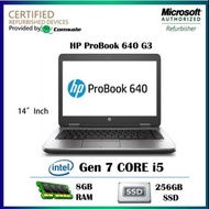 (7代專業商務手提)14吋 HP ProBook 640G3  /  i5—7200u 2.5GHz, 8G DDR4 RAM,256GB SSD, /Win 10 Pro /官方認證翻新