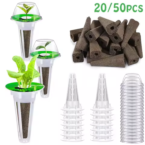 20/50PC Hydroponic Planter Grow Baskets Soilless Seed Grow Nursery Pot Root Starter Hydroponic Soils
