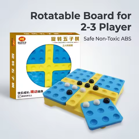 New Rotary Gobang Pentago Board Game Magic Gomoku With Black And White Beads Parenting Puzzle Game C