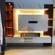Backdrop tv murah-backdrop tv minimalis-backdrop tv hpl-meja tv murah-penyekat ruangan-partisi minim