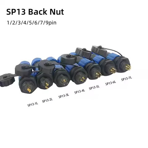SP13 Waterproof Connector IP68 1/2/3/4/5/6/7/9 Pin Cable Connectors Male/Female Plug And Socket Nut
