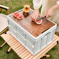 BasiqNature Foldable Camping Storage Box Outdoor Glamping Wooden Table