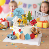 406pcs/4pcs Large McQueen Car Cake Topper Leaf Digger Cake Decorating Accessories Road Sign Birthday