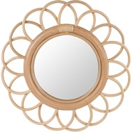 Kouboo Fleur Decorative, Small Rattan Wall Mirror, Light Brown