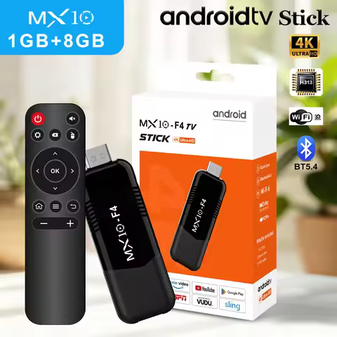 MX10 F4 Android TV Stick Allwinner H313 con Wifi 2,4G 5G Wifi6 marca Dual 4GB 64GB 4K 3D HDR por voz