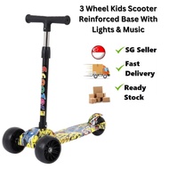 Kids Scooter 3 wheels w Adjustable Height w Flashing LED MUSIC Base for Children Ages 3 to 10 years old Great Fun