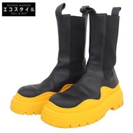 二手 Bottega Veneta Tire 切爾西靴，女款，黑色和橙色，尺寸 38