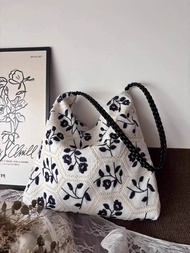 New Style Vegetable Market Cat Original Denim Song Jin Embroidery Simple Niche Design Tote Bag All-M