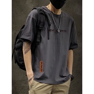 oversized shirt man t shirt man Heavy Dark Gray Simple Large Size ins Half Sleeve T-Shirt