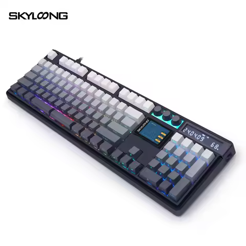 SKYLOONG GK104 Pro Mechanical Keyboard Wireless 3-Modes Gaming Keyboard with Knobs/Screen RGB PBT Ke