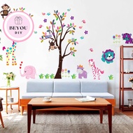 Decal Dán Tường Hình Vườn Thú Vui Nhộn - Trang Trí Decor Phòng Ngủ Phòng Khách - BEYOU