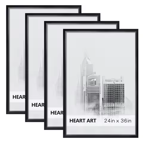 24 x 36 Poster Frame 4 Pack,24x36 Frame without Mat for Horizontal or Vertical Wall Mounting,Black