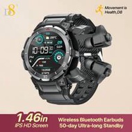 D8 Smart Watch With Earbuds For Men Women, 1.46" HD Touch Screen, 9D Sound Effects, 110+ Fitness & S