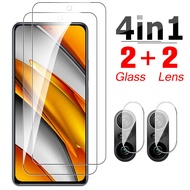 4in1 Protective Screen Tempered Glass For Xiaomi Mi Poco F3 Camera Lens Protector Film On Pocof3 F 3 Pocophone F1 F 1 Protection