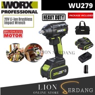 WORX WU279 20V Li-ion Brushless Impact Wrench (Professional Power Tools - Green Series Heavy Duty Im