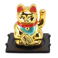 [comebuy88] Solar Powered Waving Lucky Cat Solar Powered Gold Welcoming Waving Hand Paw Up Wealth Fo