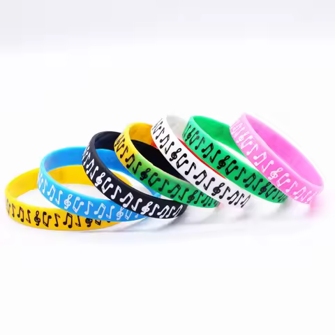 7PCS Music Note Silicone Bracelets&Bangles Music Love Fans Friends Wristband Women Men Gifts Wholesa