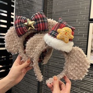 Christmas Headwear Cute Plush Headband Photo Dress Up Bow Bear Headband Decoration Children's Hair A