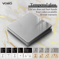 Vollia Rimless 1/2/3/4 Gang 1/2 Way Switch for House 13amp Electrical Modern Sockets Switches Off/on Lamp Tempered Glass Wall Switch Panel for Lighting 20A Power Water Heater Switch 3 Pin Plug with USB Universal Wall Outlet Speed/Dimming/doorbell Switch