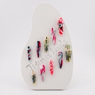 萬聖節手工手繪假指甲-恐怖的惡魔之眼 血液潑濺 美元圖案 捆綁帶