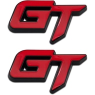 2Pcs Chrome 3D Metal Small GT Logo Door Sport Emblem Car Lid Trunk SUV Racing Coupe Sticker Letter B