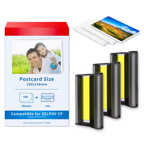 CP1500 Photo Paper For Canon Selphy CP1500 CP1300 CP1200 CP910 CP900 Photo Printer KP-108IN Ink 6 In