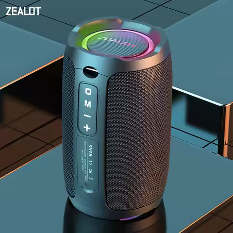 ZEALOT-S49 Portable Bluetooth Speaker 360 Stereo Sound 20W IPX6 Waterproof Wireless Bluetooth 5.2 Ou