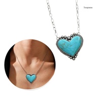 【CH*】 Heart Turquoise Necklace Statement Necklace for Women Pendent Collar Necklace