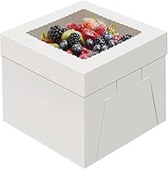 4 Pack Cake Boxes with Window, 12x12x8 inch Cake Boxes, White Cake Boxes, Disposable Bakery Boxes fo