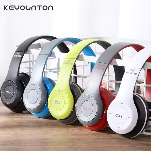 P47 Bluetooth 5.0 Wireless Headphones Foldable Stereo Bass headphone Kids Girls Helmet Gift With Mic
