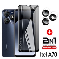 2in1 Itel A70 tempered glass Privacy Screen Protector Itel A70 Tempered Glass +Camera lens film