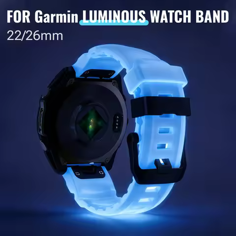 22/26mm Luminous Silicone Watch Band For Garmin Fenix 5X/5X Plus/6/6X Pro/6X/7X/8(47/51mm)//Tactix D