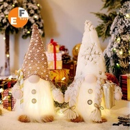 Set of 2 Christmas Gnomes, Lighted Christmas Gnomes Figurines  Plush Xmas Decorations - White Winter