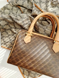 中古極美品 CELINE 棕花 迷你波士頓包 單肩包斜揹包斜挎包手拿包