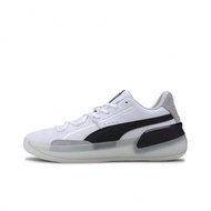 PUMA Clyde Hardwood Basketball Shoes, Balanced Low-Top, Unisex Basketball Sneakers, Black & White
