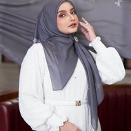 Valencia Grey Scarf Mandjha Ivan Gunawan Wanita Muslim Hijab Segi Empat Voal Premium No Kw