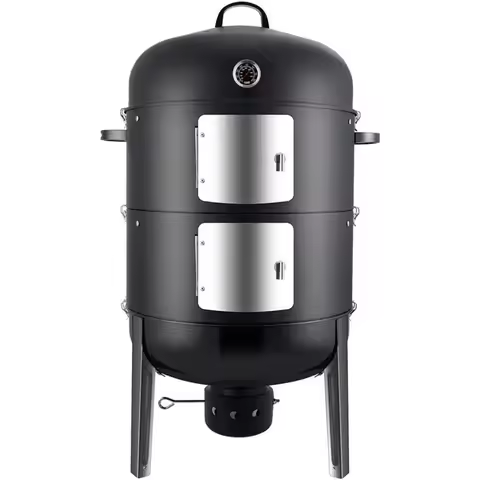 Smoker, Charcoal BBQ Smoker Grill - 20 Inch Vertical Smoker for Outdoor Cooking Grilling