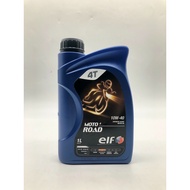 ELF ENGINE OIL 10W40 10W-40  ELF MOTO 4 ROAD 10W40 SYNTHETIC LUBRICANT MOTORCYCLE ENGINE OIL 1L MINYAK HITAM ELF 10W40