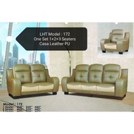 LHT Model : 172 ✅ Free Installation ✅ Sofa Casa Leather (1+2+3) comfortable sofa kulit 💯 Caesar Leather