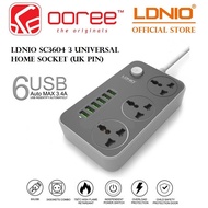 LDNIO 3604 SC3604 / 3412 SC3412 (FAST CHARGE) HOME/OFFICE UK MALAYSIA PLUG EXTENSION SOCKET 3 UNIVER