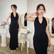 ODETTE HALTER DRESS | Halter Backless Fitted Basic Long Maxi Dress | BASICPretty